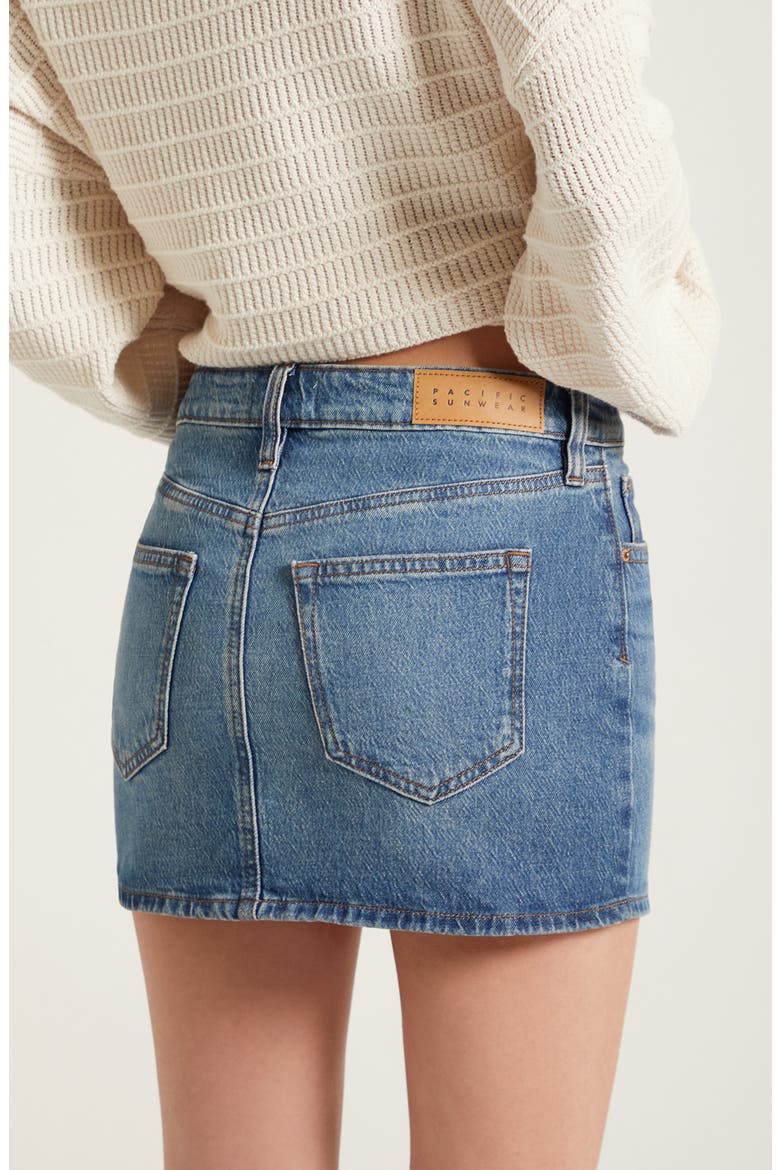 Bella Mid Rise Denim Miniskirt, Alternate, color, MEDIUM INDIGO