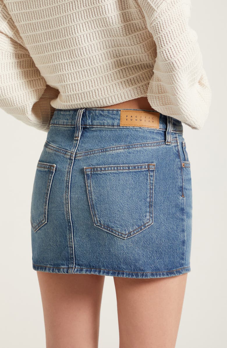 PacSun Bella Mid Rise Denim Miniskirt, Alternate, color, Medium Indigo