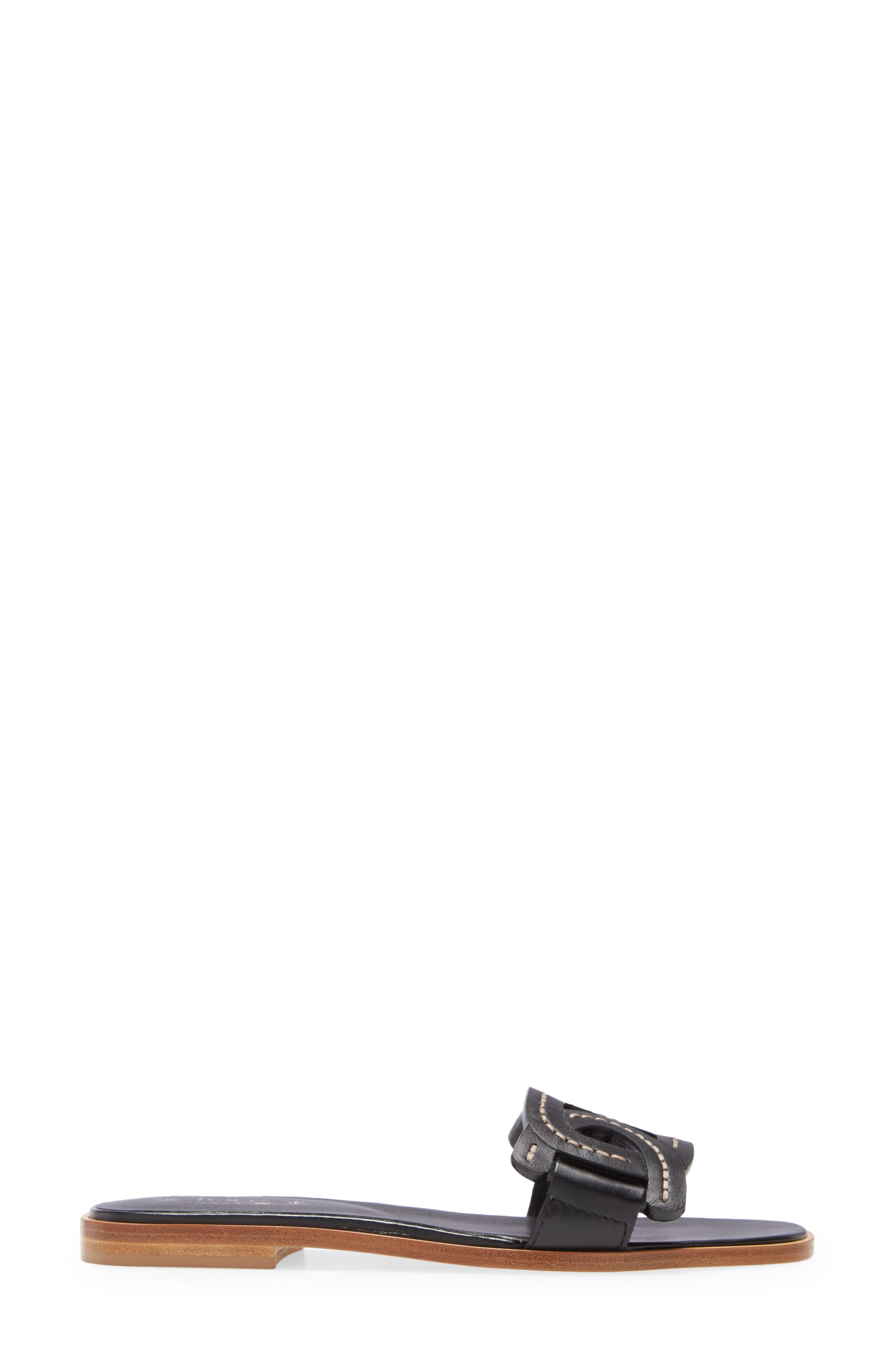 Kate Chain Detail Slide Sandal, Alternate, color, BLACK