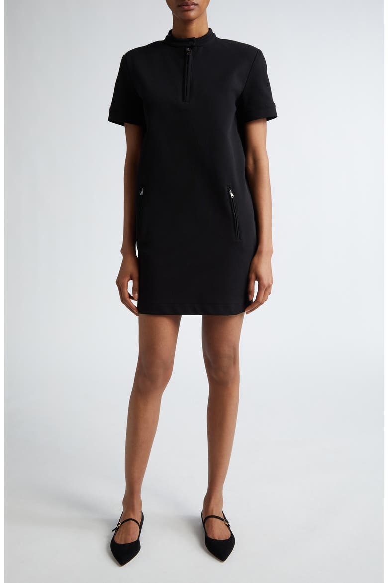 Lord Twill Knit Shift Dress, Main, color, BLACK