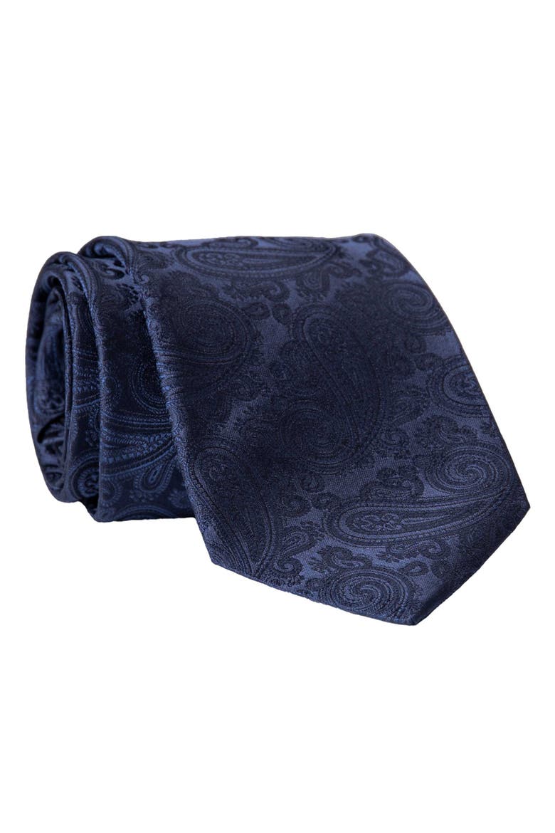 Soave - Silk Jacquard Tie for Men, Main, color, Midnight Blue