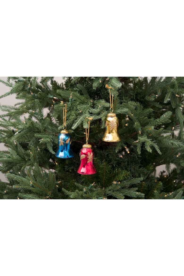 Glass Vintage Bell Christmas Tree Ornament Assortment of 3, Alternate, color, Yellow
