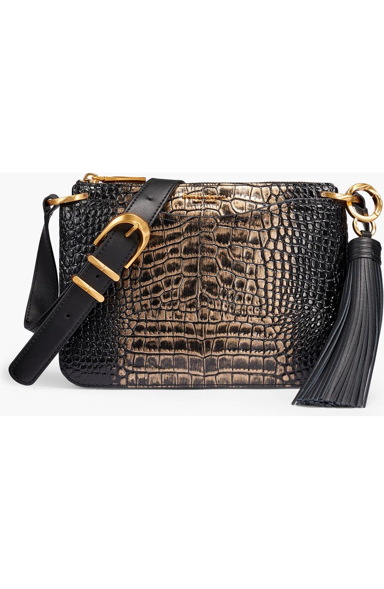 Donna Karan New York Glenwood Metallic Croco Crossbody, Main, color, Metallic Croc