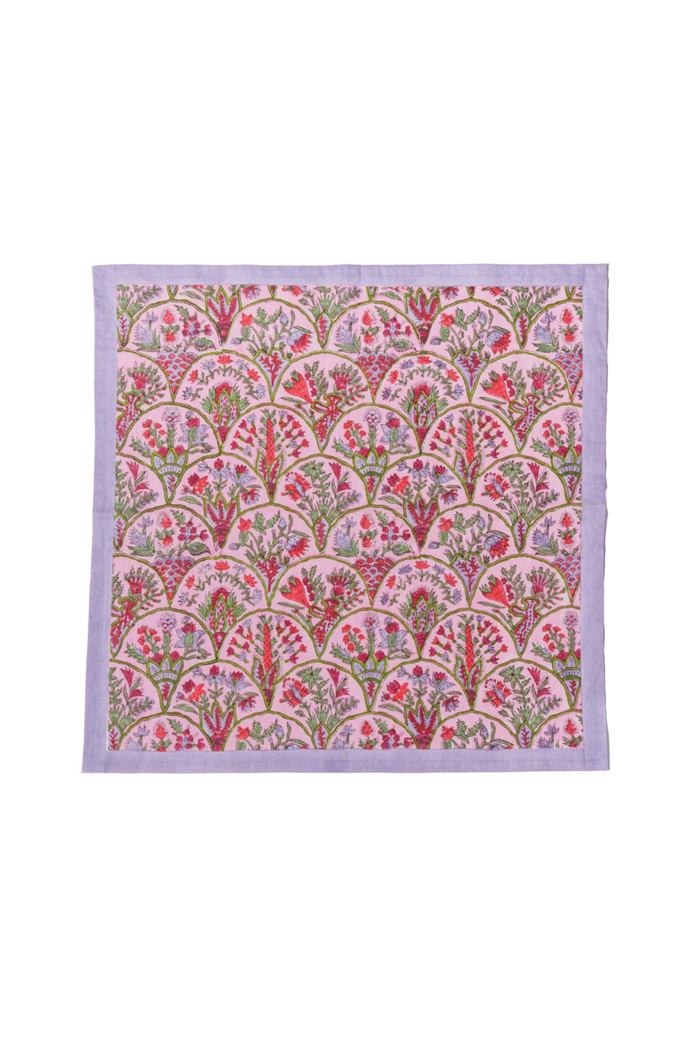 Pink Arch Blockprint Napkins - Set of 4, Main, color, Pink