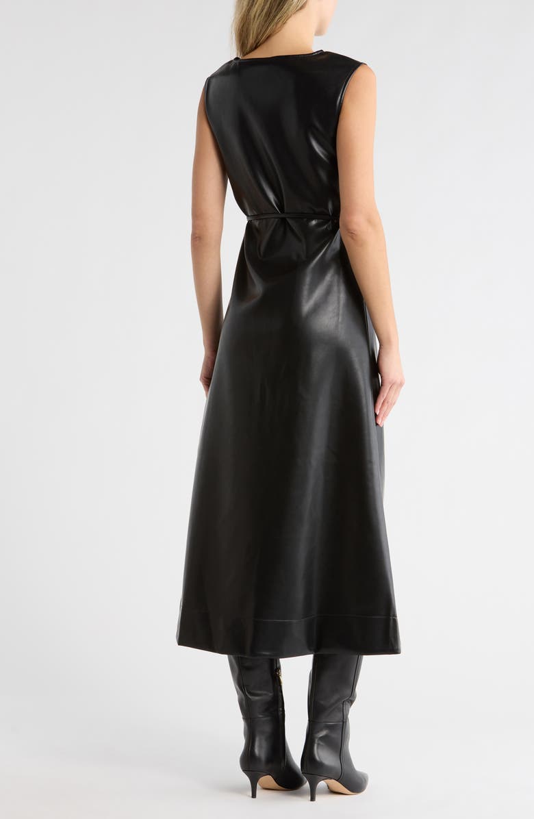 AREA STARS Orla Sleeveless Faux Leather A-Line Dress, Alternate, color, Black