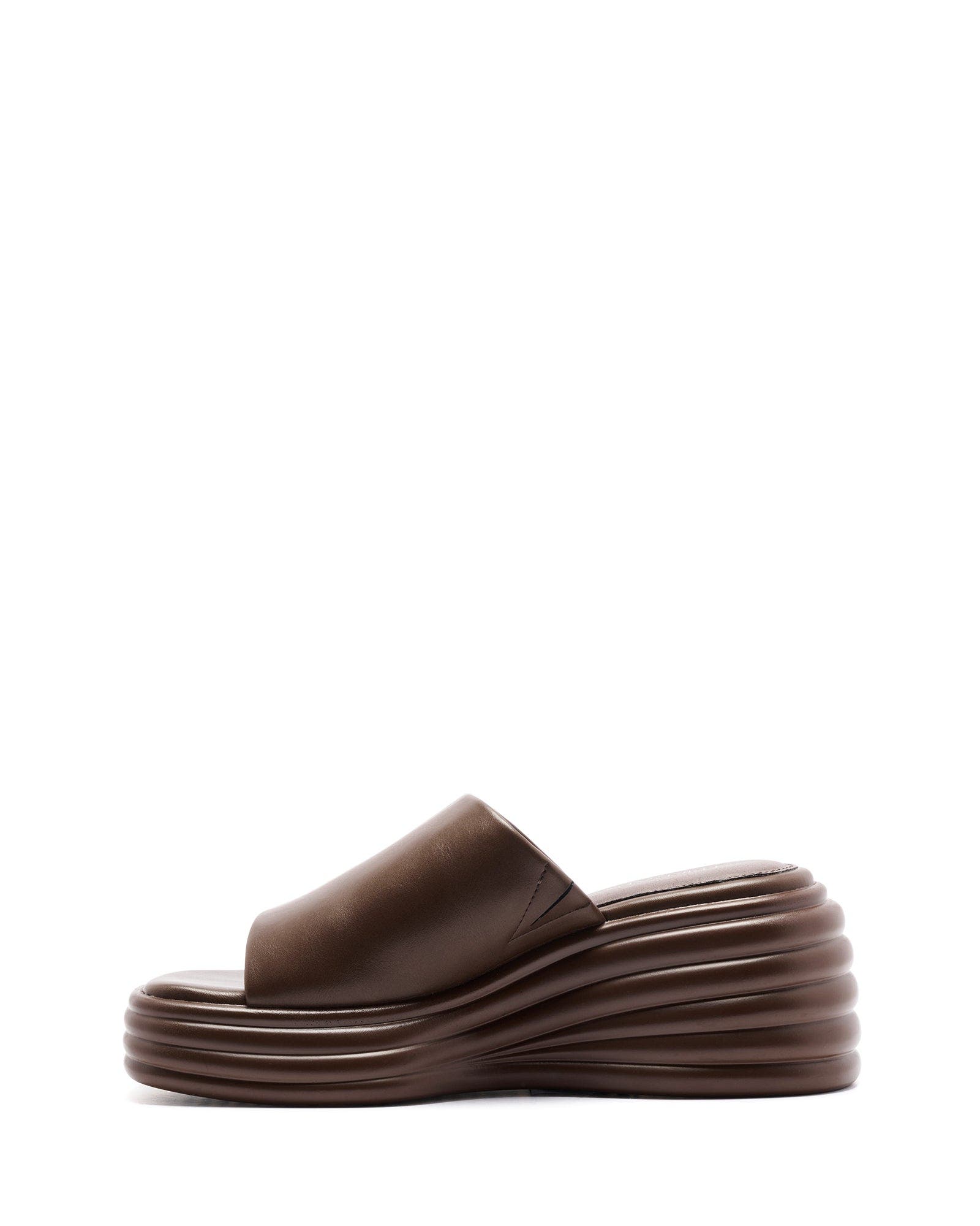 FLAUNT square toe Wedge Sandal, Alternate, color, Chocolate Smooth Pu