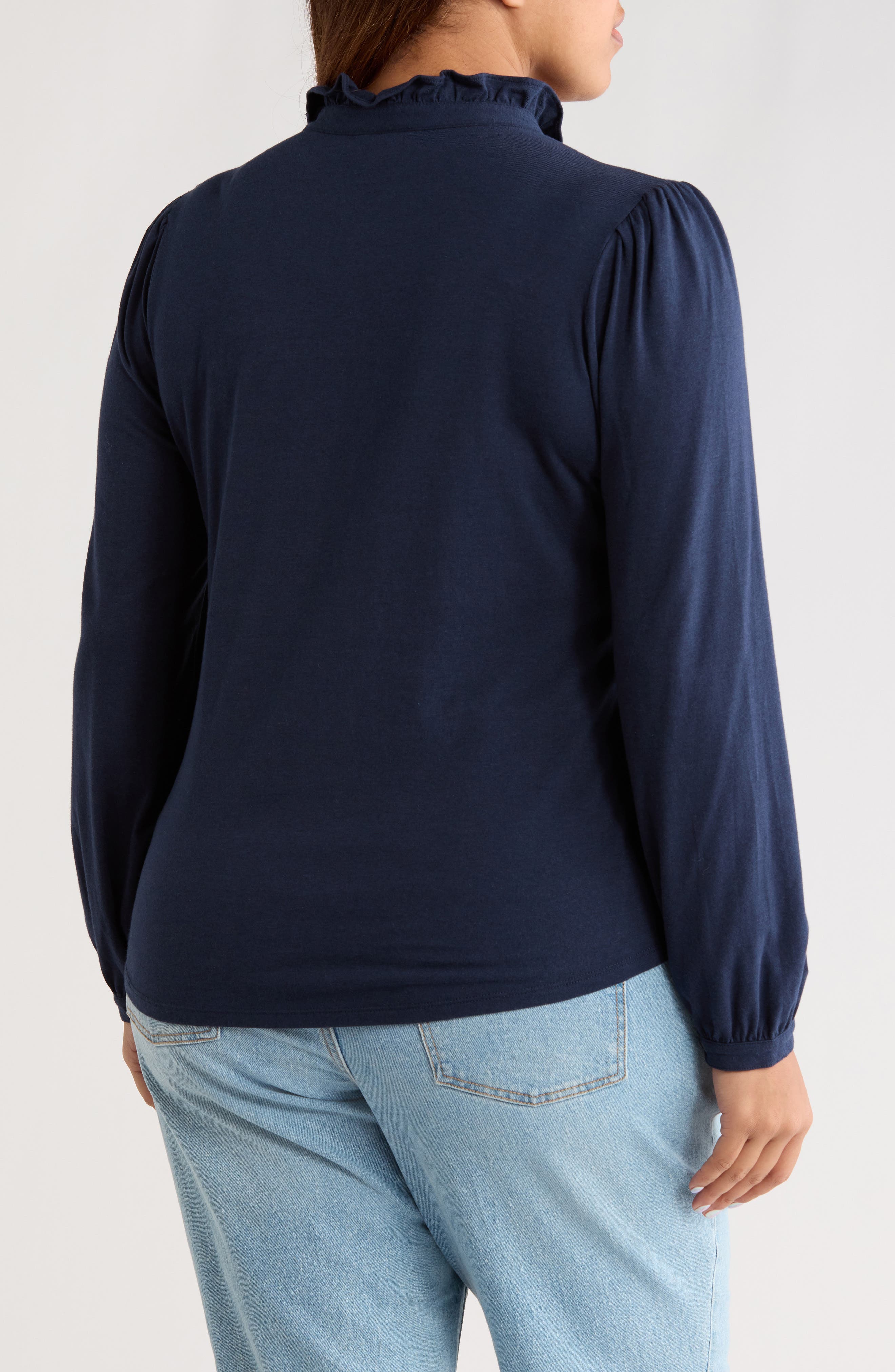 Ruffle Detail Long Sleeve Henley - image 2
