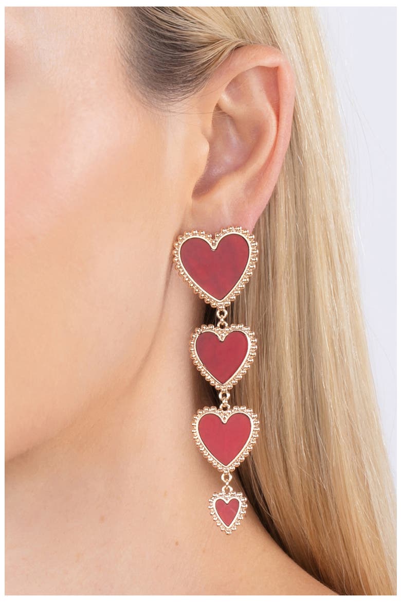 Sweetheart Statement Drop Earrings, Alternate, color, RED