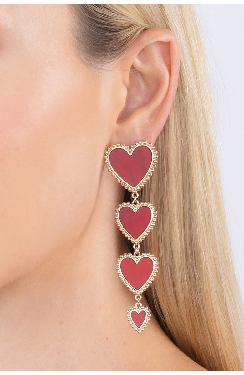 EYE CANDY LOS ANGELES Sweetheart Statement Drop Earrings, Alternate, color, Red