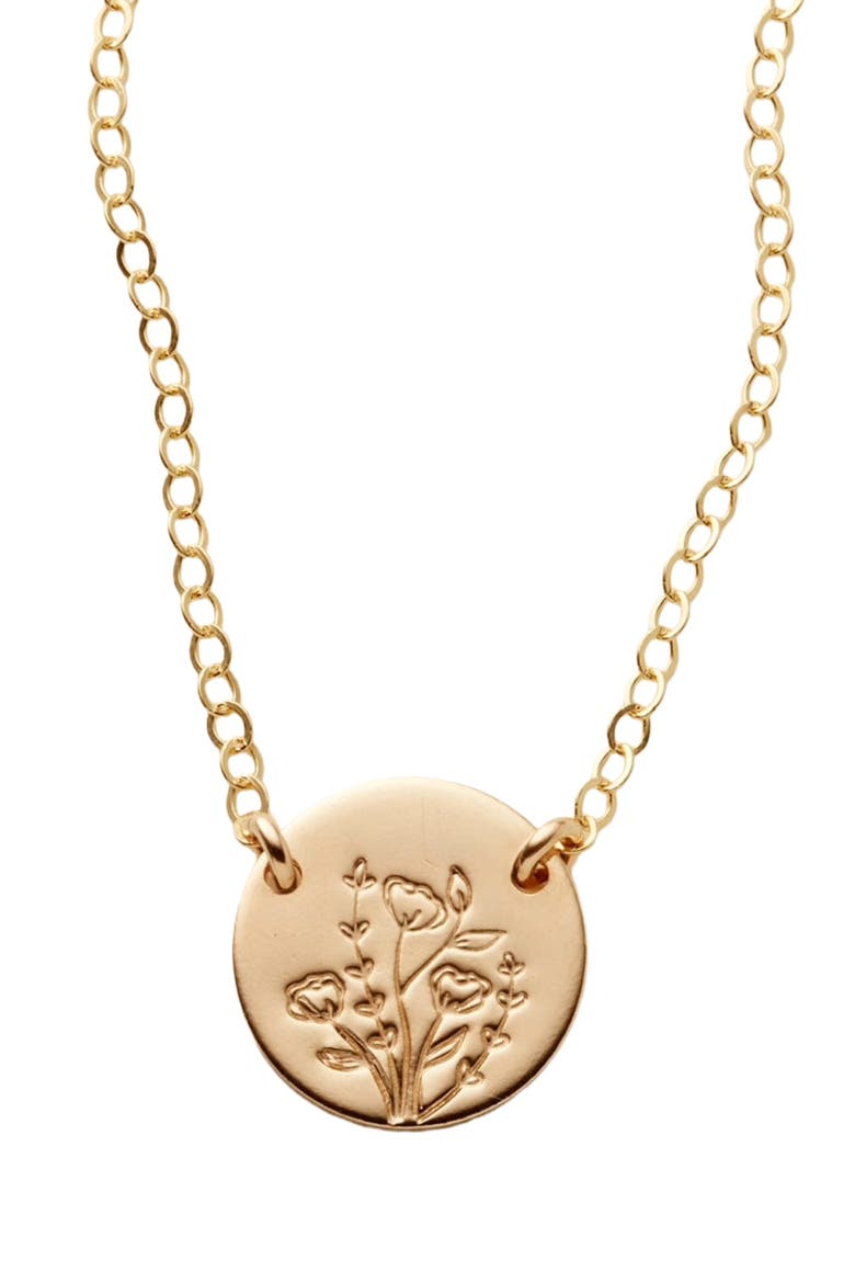 Wild Blooms Mini Zola Disc Necklace, Main, color, Gold Filled