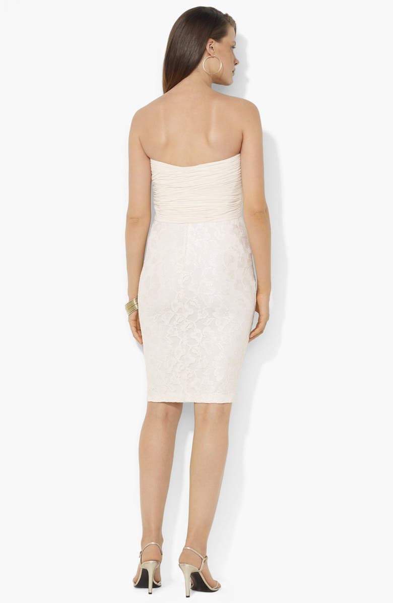 Lauren Ralph Lauren Strapless Lace Sheath Dress, Alternate, color, 
