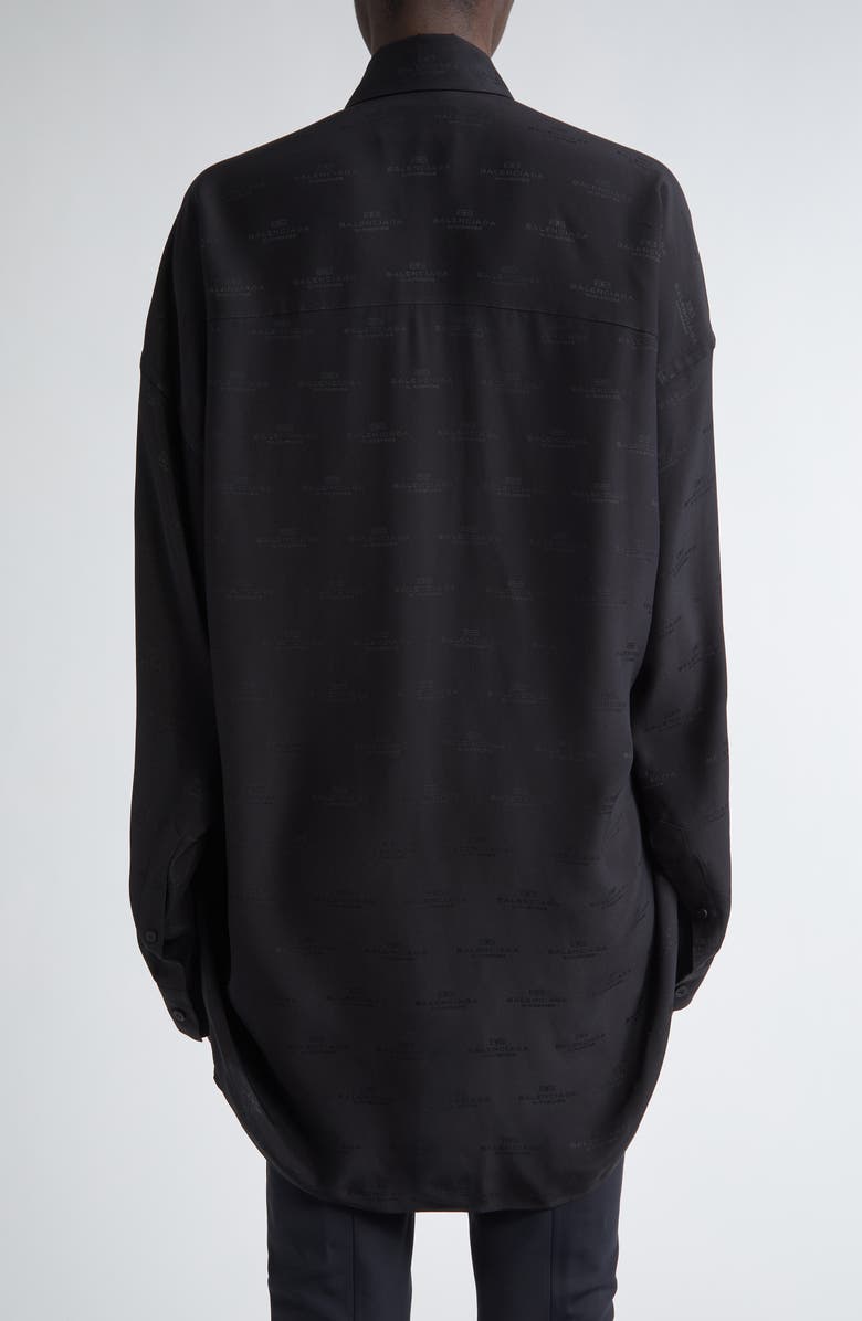 Balenciaga BB Monogram Cocoon Silk Button-Down Shirt, Alternate, color, 