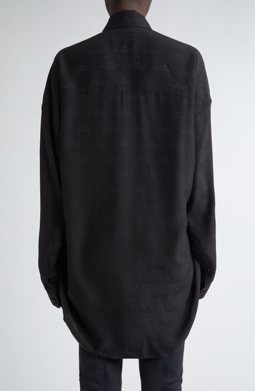 Shop Balenciaga Bb Monogram Cocoon Silk Button-down Shirt In 1000 Black