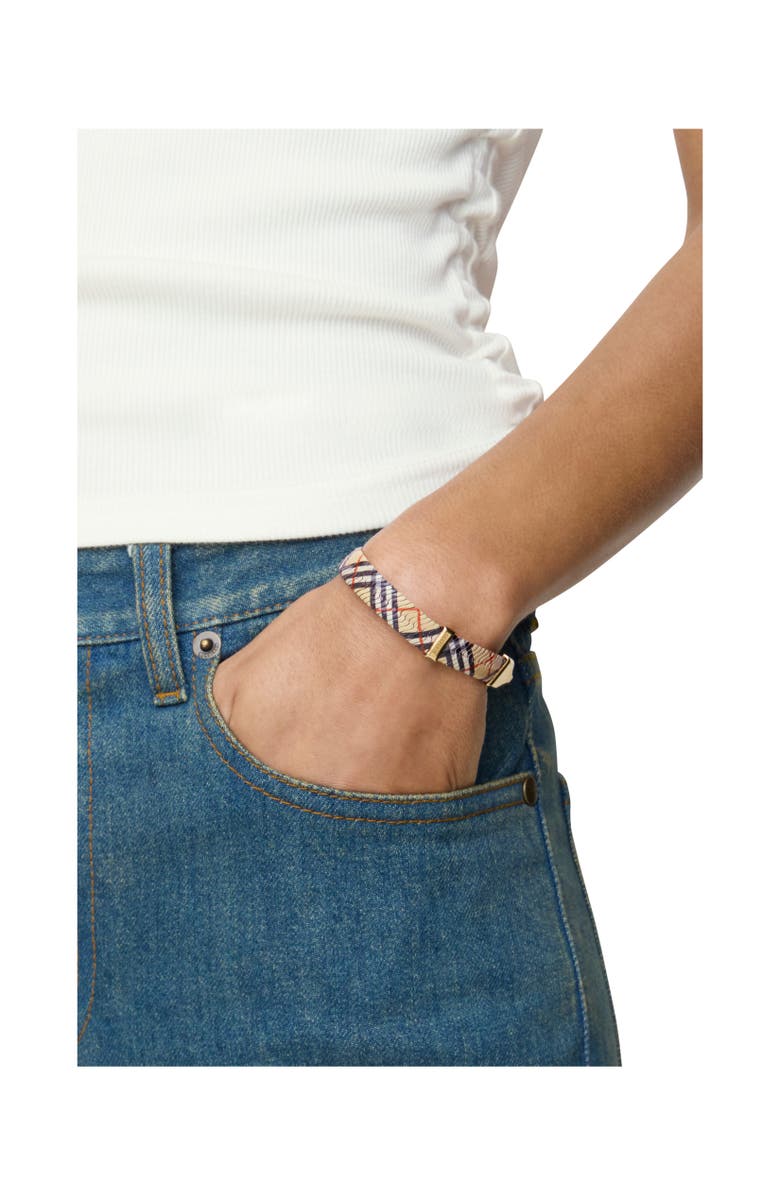 Burberry Check Print Bracelet, Alternate, color, Gold/Sand Beige