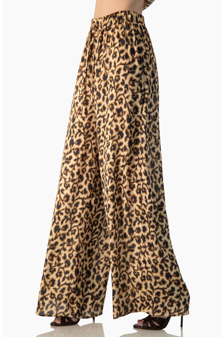 Animal-Print Wide-Leg Drawstring Pants, Alternate, color, Light Brown