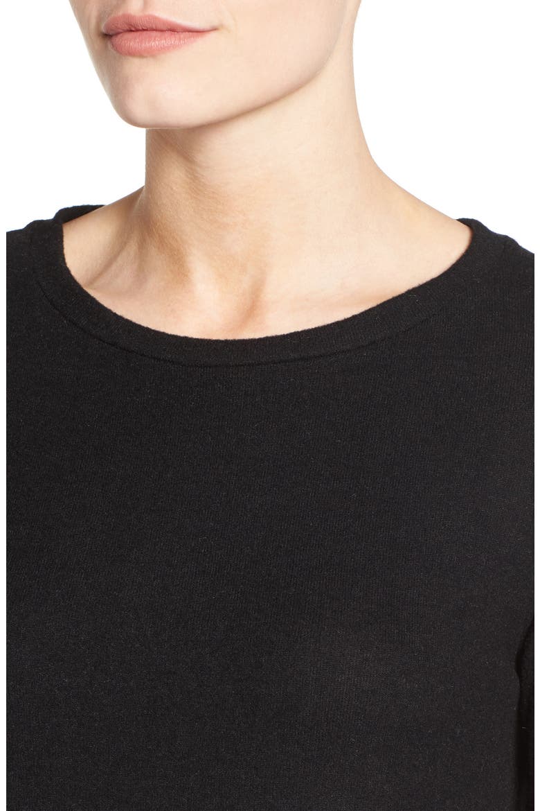 Gibson Cozy Fleece Peplum Top, Alternate, color, BLACK