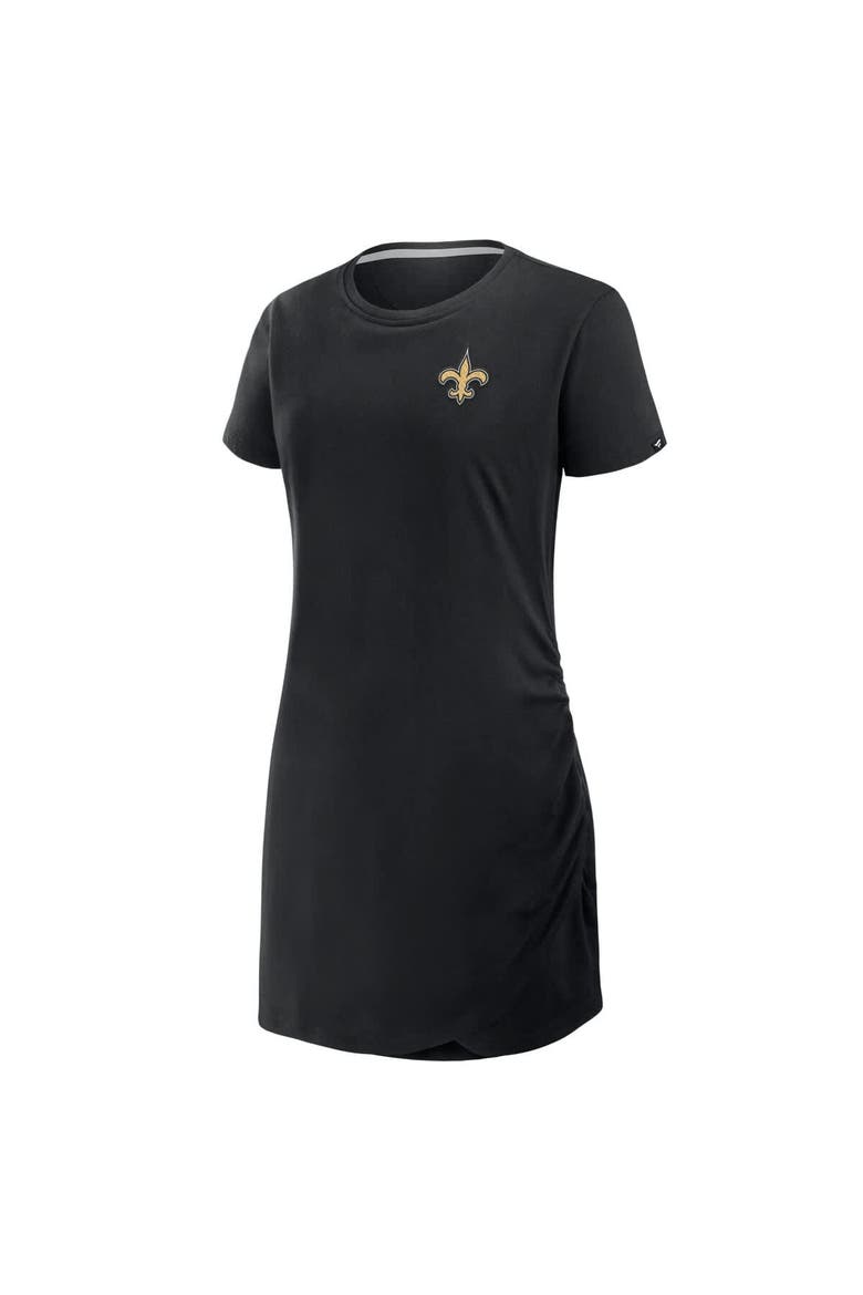 Women's Fanatics Black New Orleans Saints Ruched Drape T-Shirt Dress, Alternate, color, Black