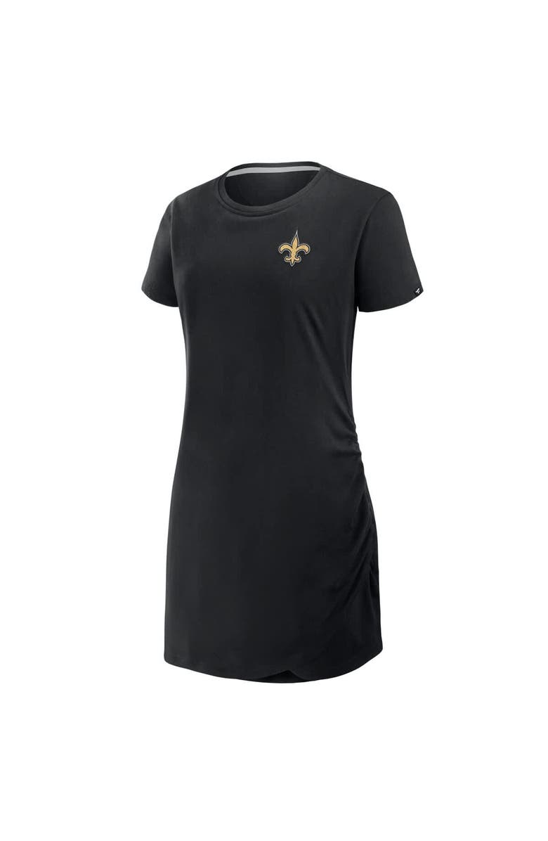 FANATICS Women's Fanatics Black New Orleans Saints Ruched Drape T-Shirt Dress, Alternate, color, Black