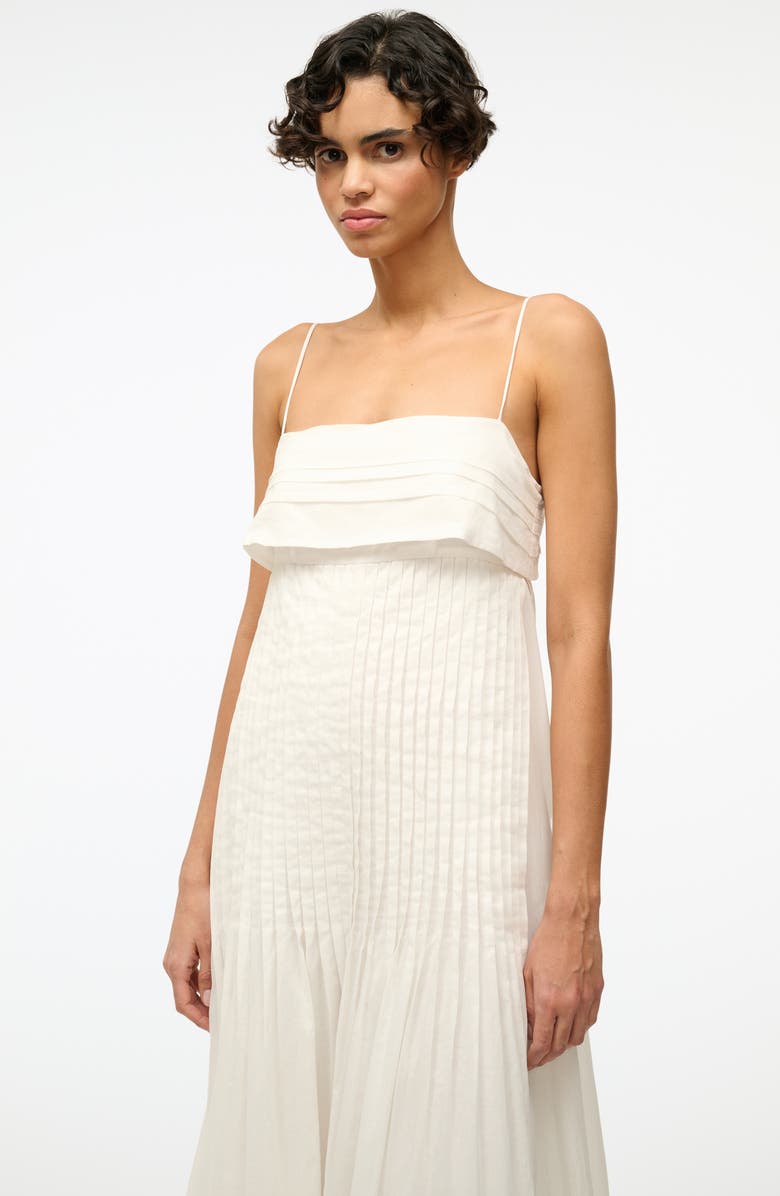 STAUD Kristina Pleat Details Cotton Maxi Dress, Alternate, color, Ivory