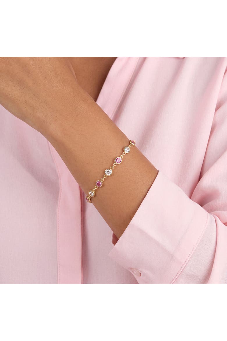 Pink CZ Alternating Bezel Station Bracelet, Alternate, color, Pink Cubic Zirconia