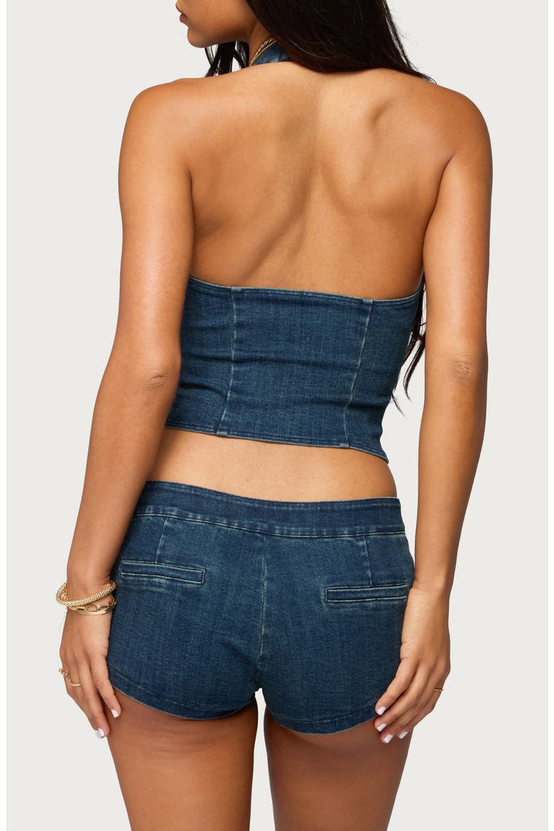 Sashe Denim Halter Top, Alternate, color, BLUE
