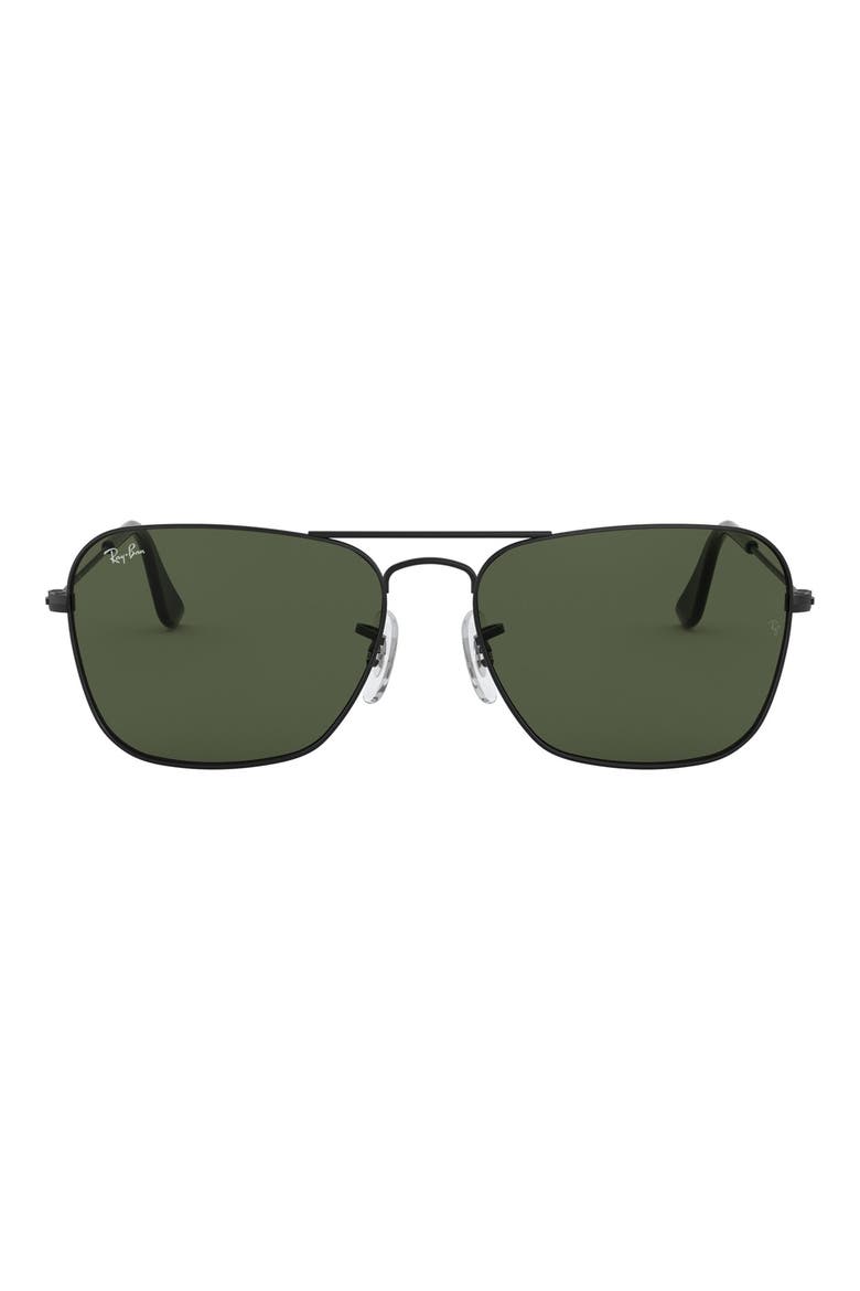 'Caravan' 55mm Sunglasses, Main, color, MATTE BLACK / G-15 GREEN