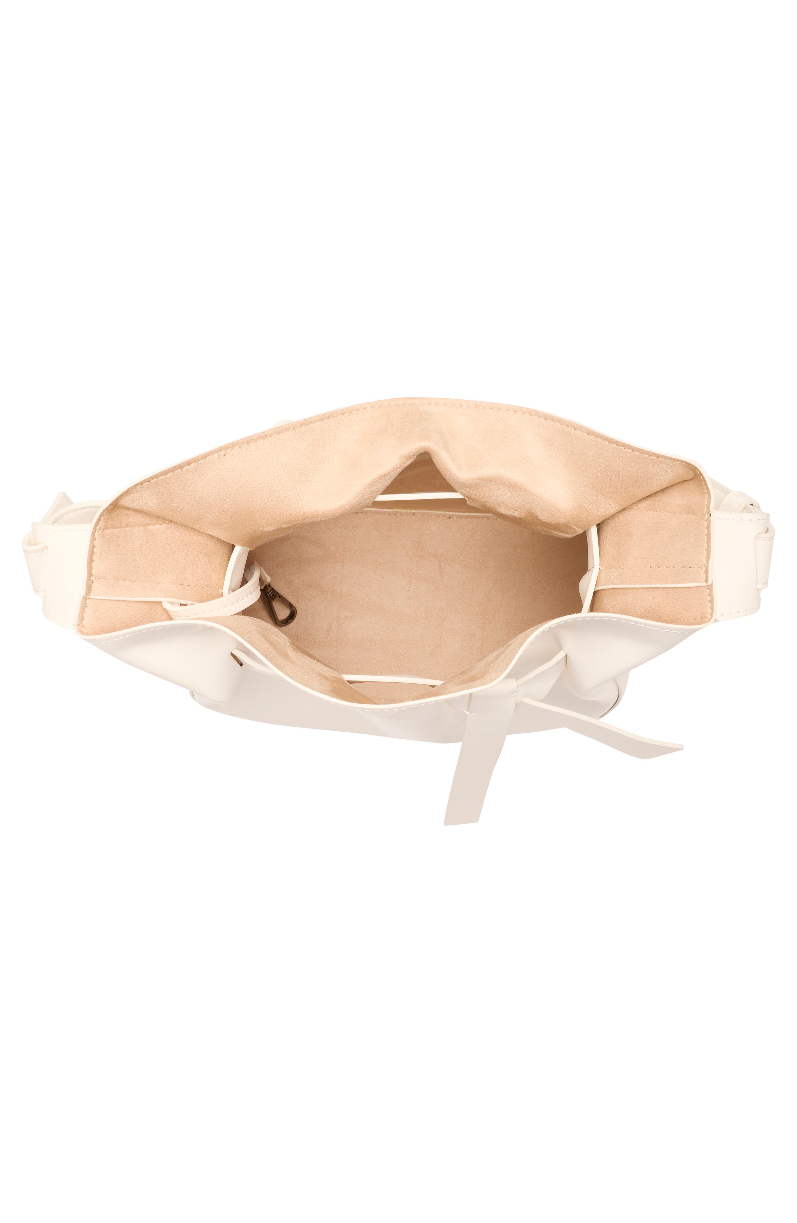 Knotted Faux Leather Bucket Bag, Alternate, color, POWDER