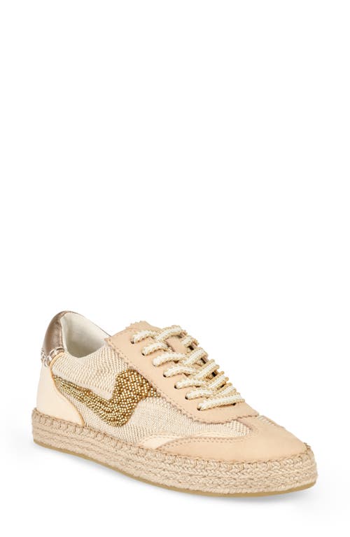Dolce Vita Notice Beaded Mesh Sneaker In Gold Multi Burlap