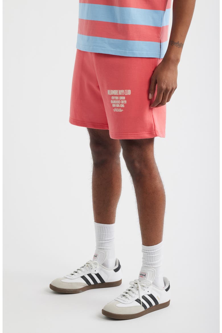 Satellite Logo Detail Cotton Fleece Drawstring Shorts, Alternate, color, ROSE OF SHARON