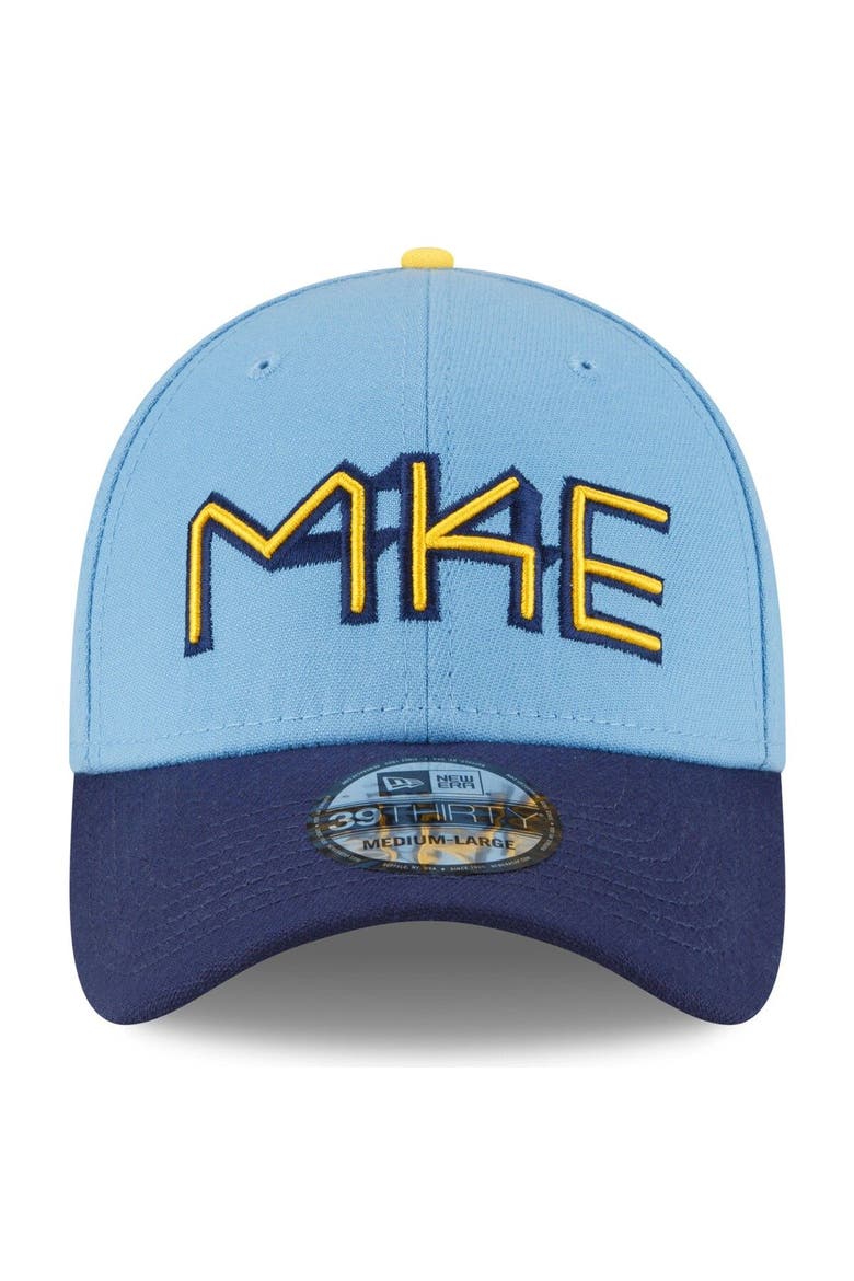 Men's New Era Powder Blue Milwaukee Brewers 2022 City Connect 39THIRTY Flex Hat, Alternate, color, Light Blue