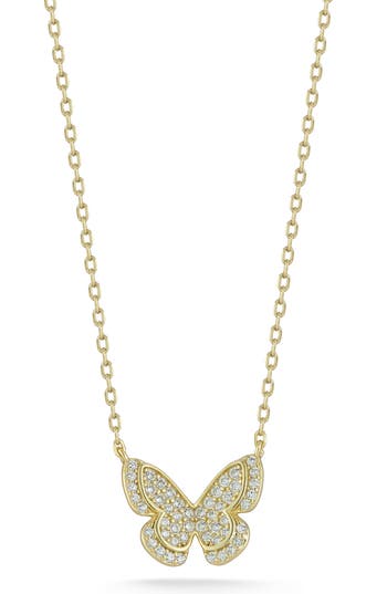 Glaze Jewelry Pavé Cubic Zirconia Butterfly Pendant Necklace