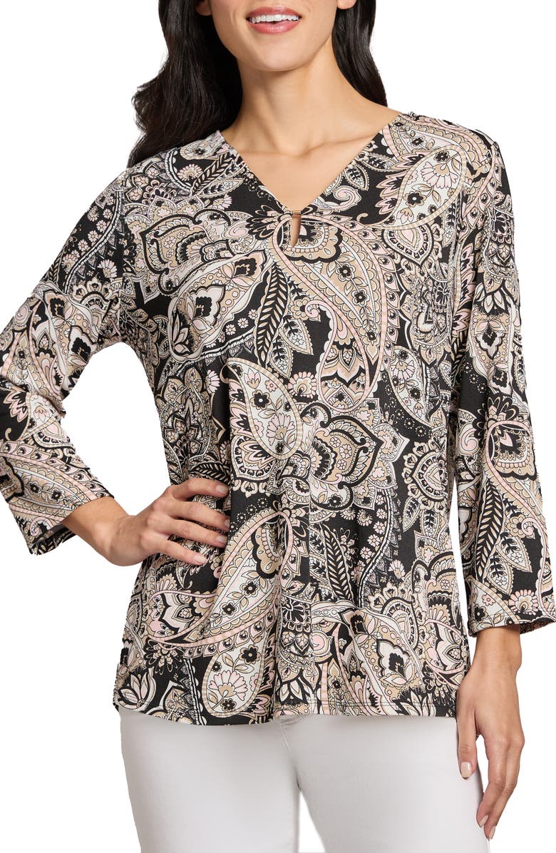 Jones New York Paisley Crepe Top, Main, color, 