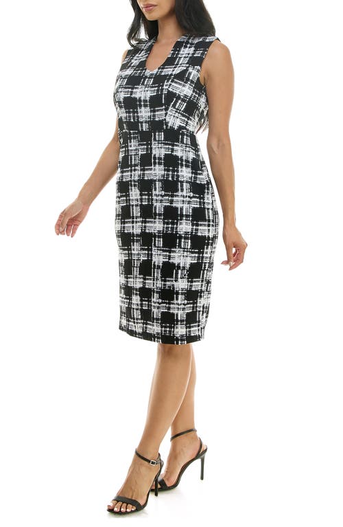 Nina Leonard U Neck Sleeveless Midi Sheath Dress In Multi