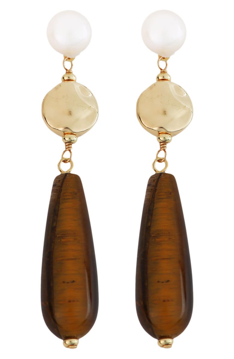 Panacea Linear Teardrop Earrings, Main, color, Brown