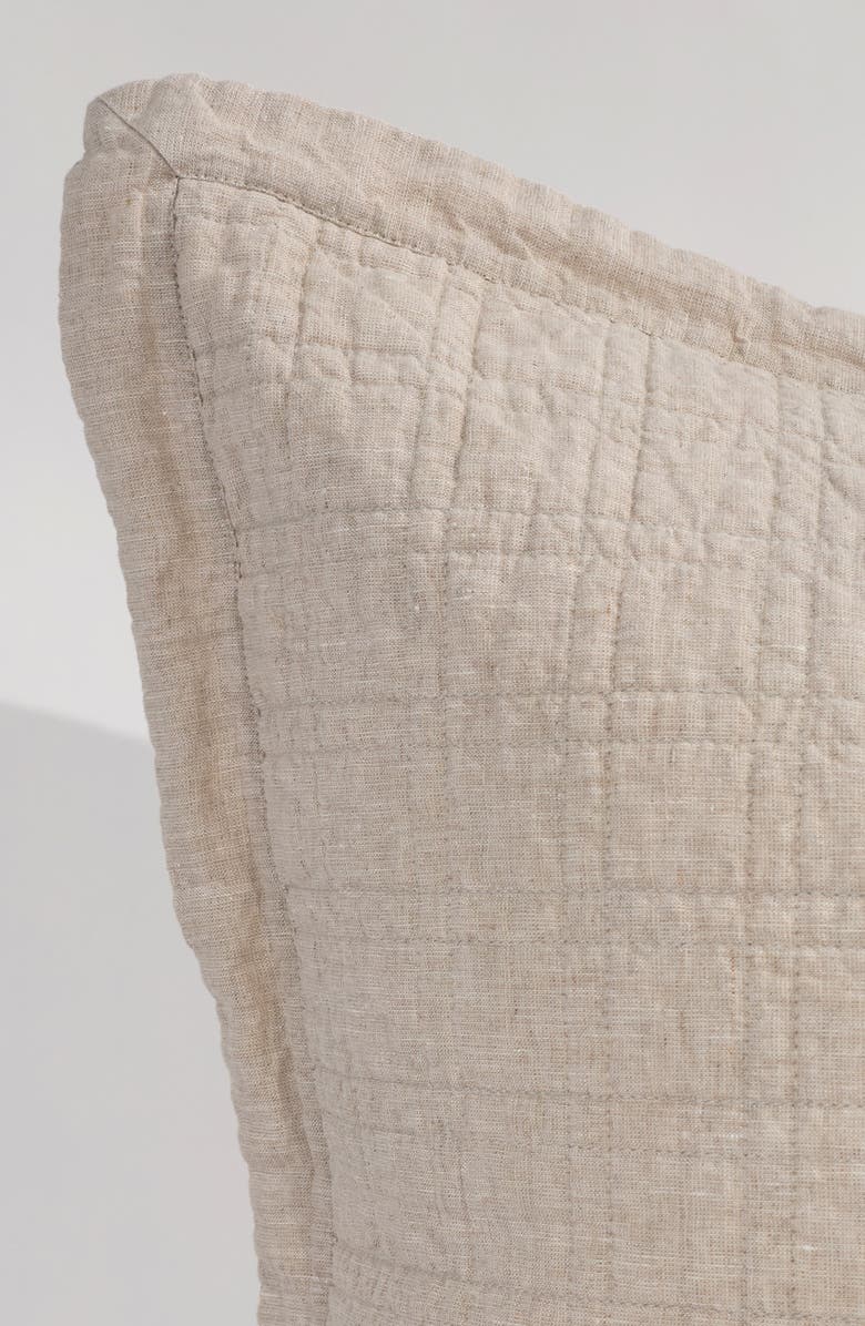Pom Pom at Home Owen Quilted Linen Pillow Sham, Alternate, color, Flax