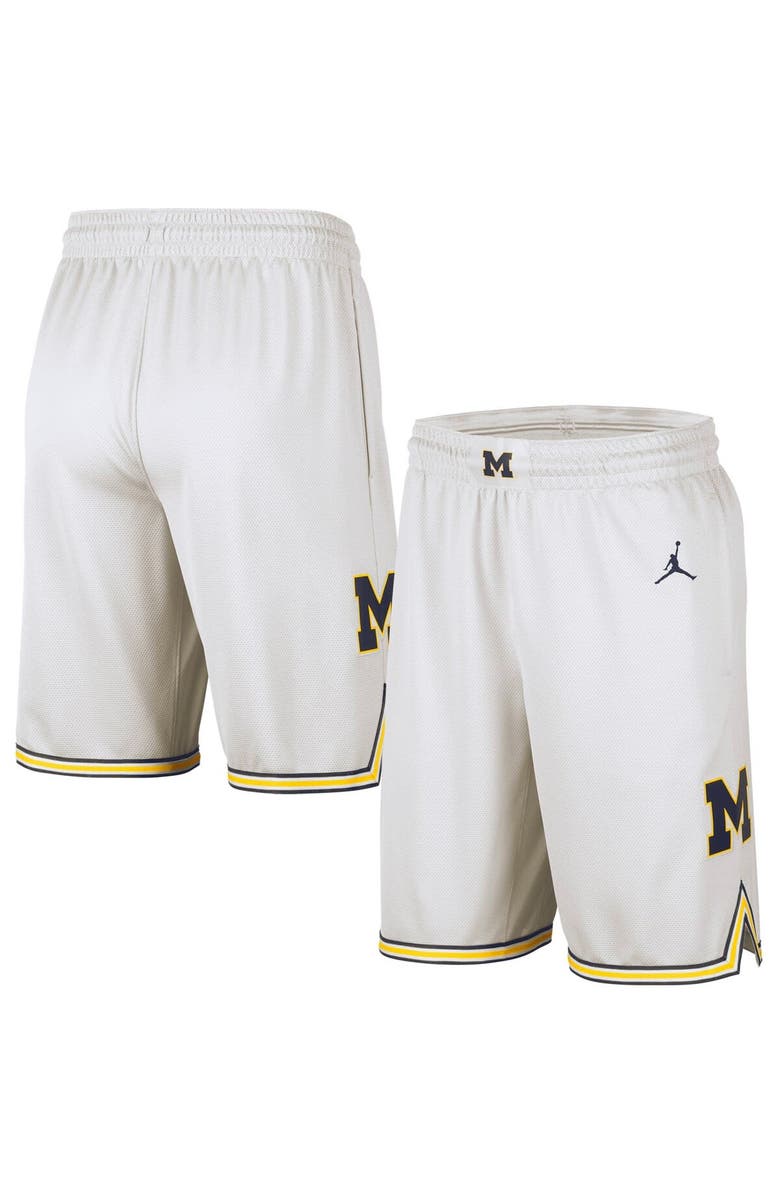Jordan Brand Men's Jordan Brand White Michigan Wolverines Replica Team Basketball Shorts, Main, color,