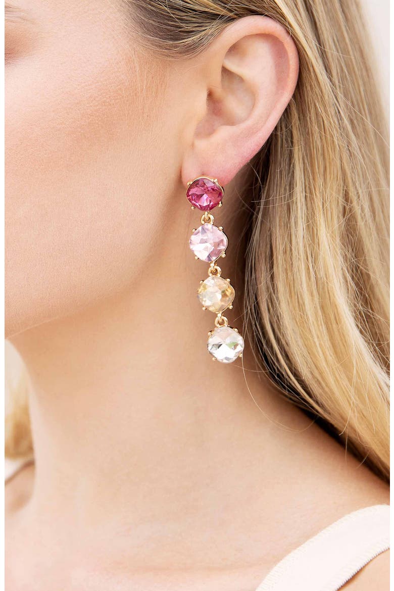 Four the Money Crystal Drop Earrings, Alternate, color, PINK