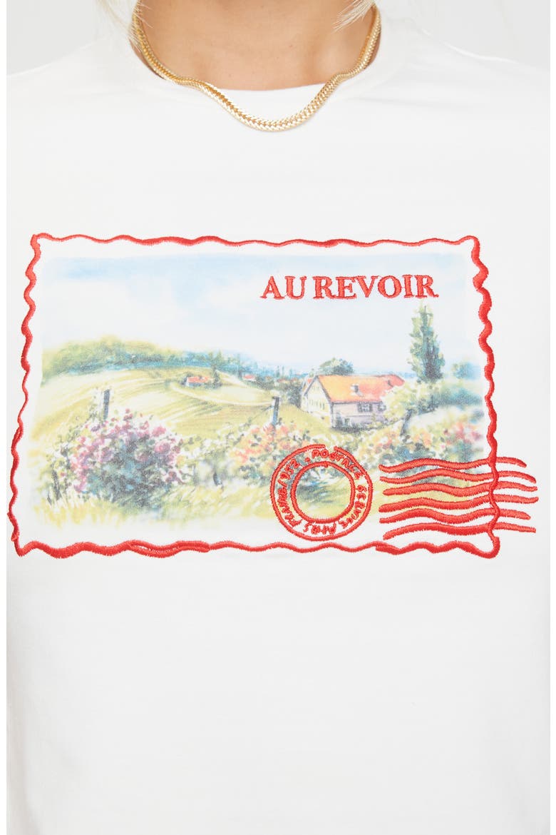 Au Revoir France Crop Graphic T-Shirt, Alternate, color, WHITE