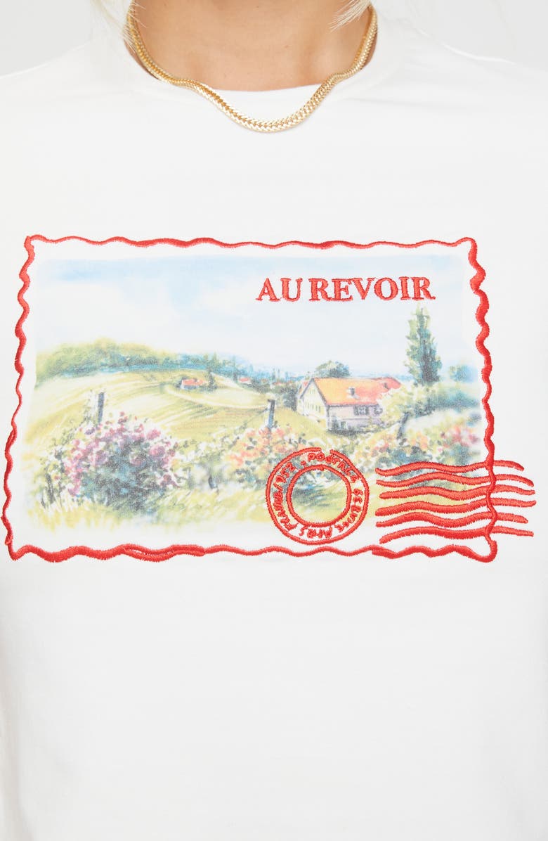 Princess Polly Au Revoir France Crop Graphic T-Shirt, Alternate, color, White