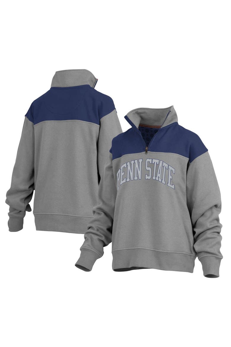 Women's Pressbox Gray Penn State Nittany Lions Avon Fleece Quarter-Zip Jacket, Main, color, Gray