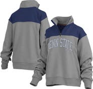 PRESSBOX Women's Pressbox Gray Penn State Nittany Lions Avon Fleece Quarter-Zip Jacket