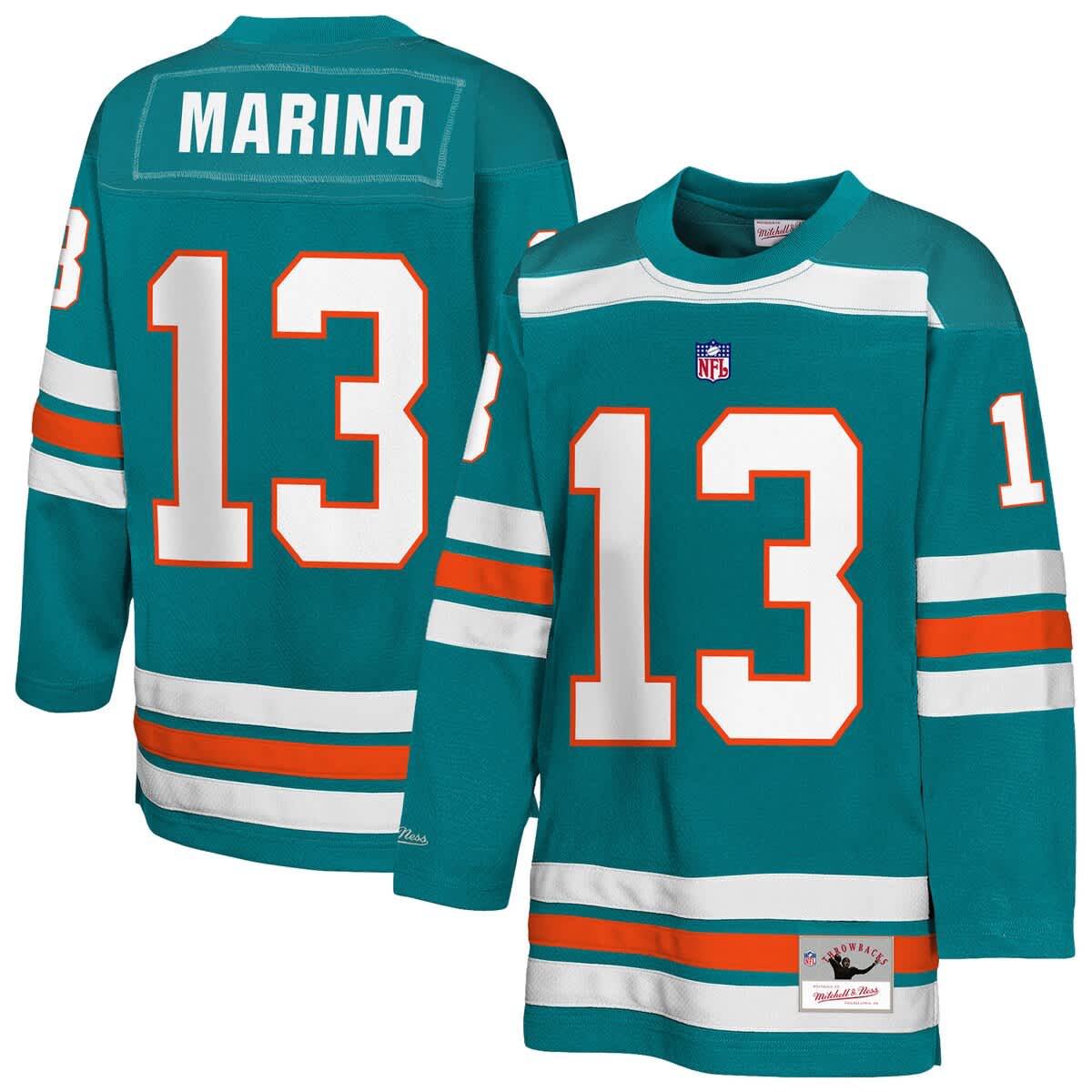 Mitchell & Ness Kids' Youth  Dan Marino Aqua Miami Dolphins Hockey Fashion Jersey In Green