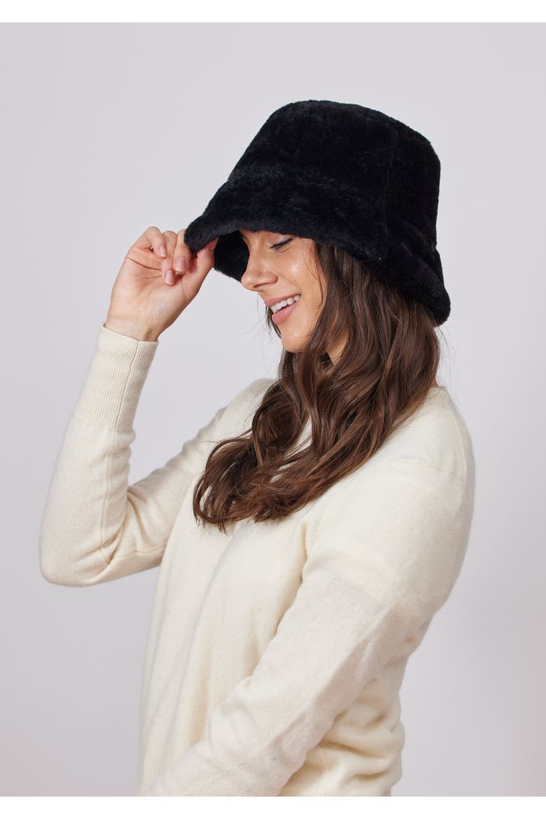 Faux Fur Bucket Hat, Alternate, color, Black