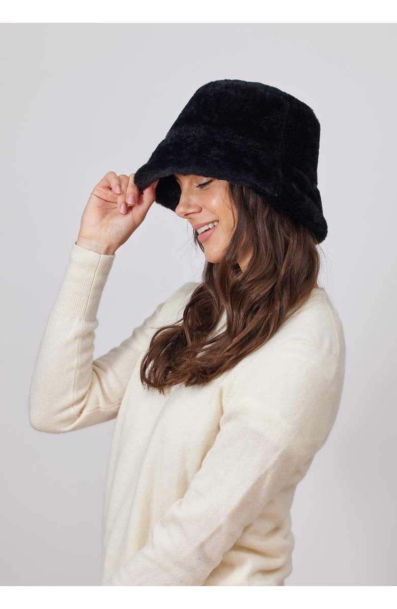 Hat Attack Faux Fur Bucket Hat, Alternate, color, Black