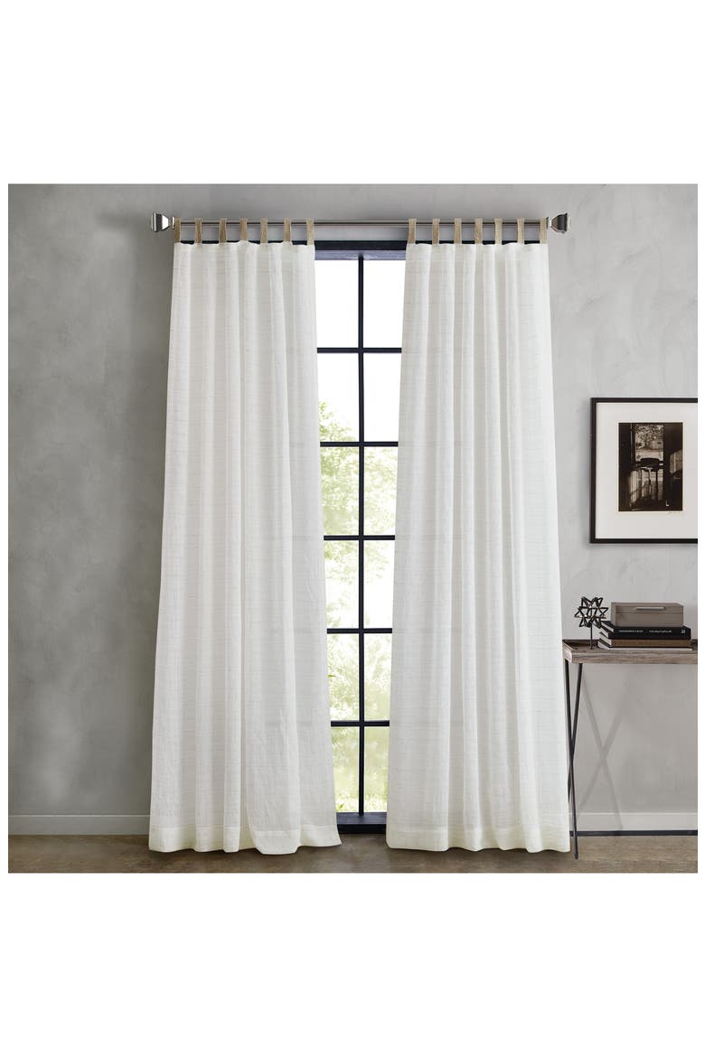 Antigua Set of 2 Jute Tab Curtain Panels, Alternate, color, LINEN