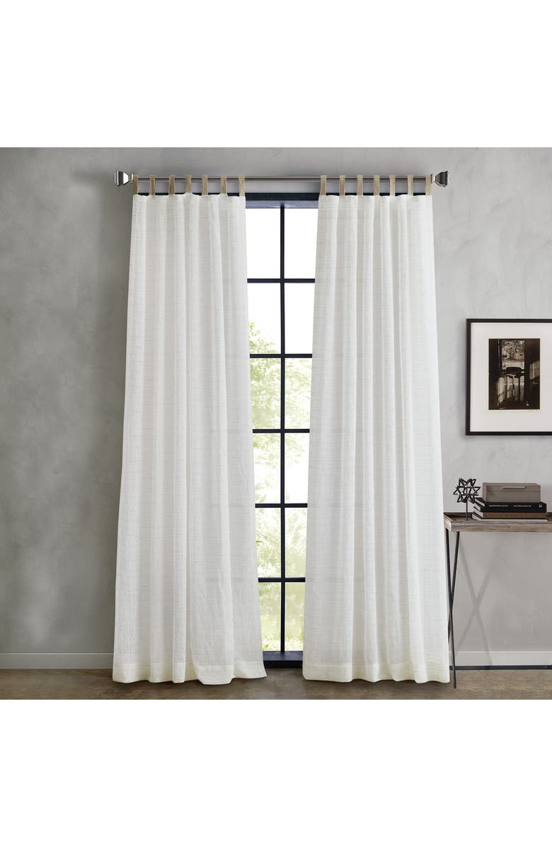 DKNY Antigua Set of 2 Jute Tab Curtain Panels, Alternate, color, Linen
