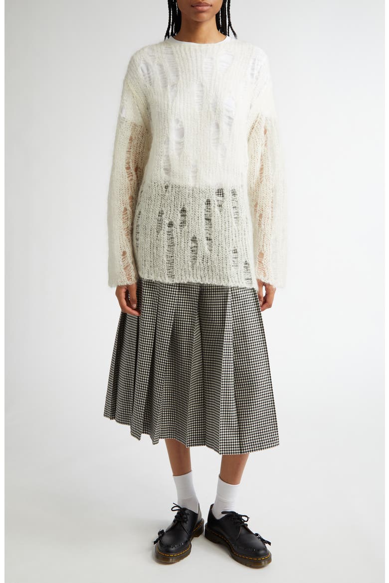 Open Knit Mohair & Wool Blend Sweater, Alternate, color, OFF-WHITE