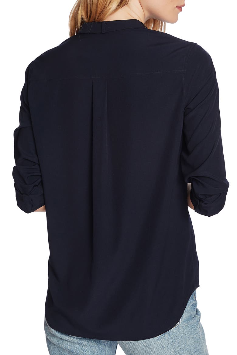 Button Band Collar Long Sleeve Shirt, Alternate, color, BLUE NIGHT