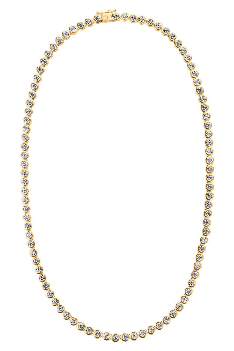 Bezeled Cubic Zirconia Tennis Necklace, Main, color, GOLD