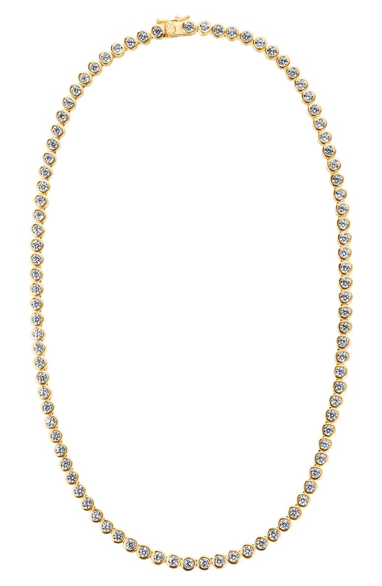 st. Moran Bezeled Cubic Zirconia Tennis Necklace, Main, color, Gold